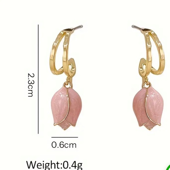 NWOT Dripping Oil Tulip Earrings Fashion Niche French Design Stud Earrings - Picture 3 of 7